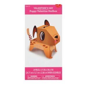 Puppy Valentines Day Mailbox Kit For Kids Crafts 29 Pieces 9.75"x5"x9" Cardboard